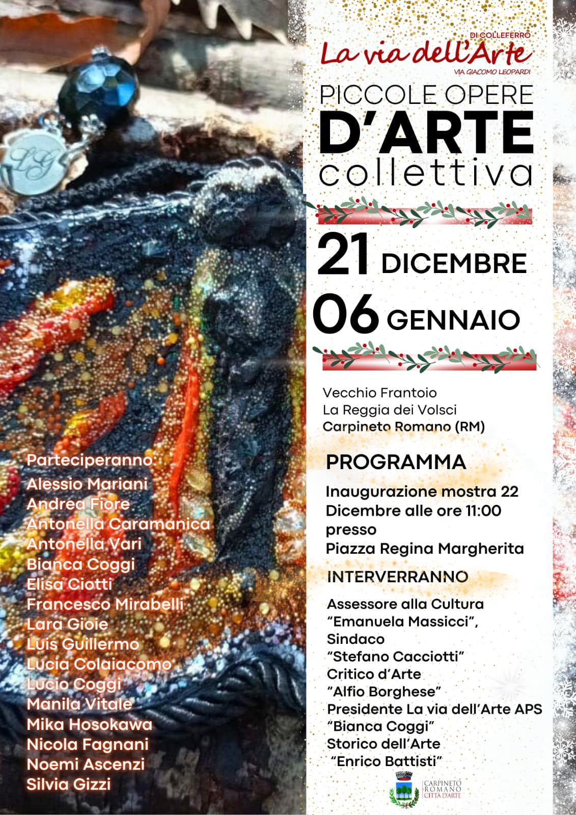 Al momento stai visualizzando “Piccole Opere D’Arte” – Carpineto (Rm) dal 21 dicembre al 6 gennaio 2025